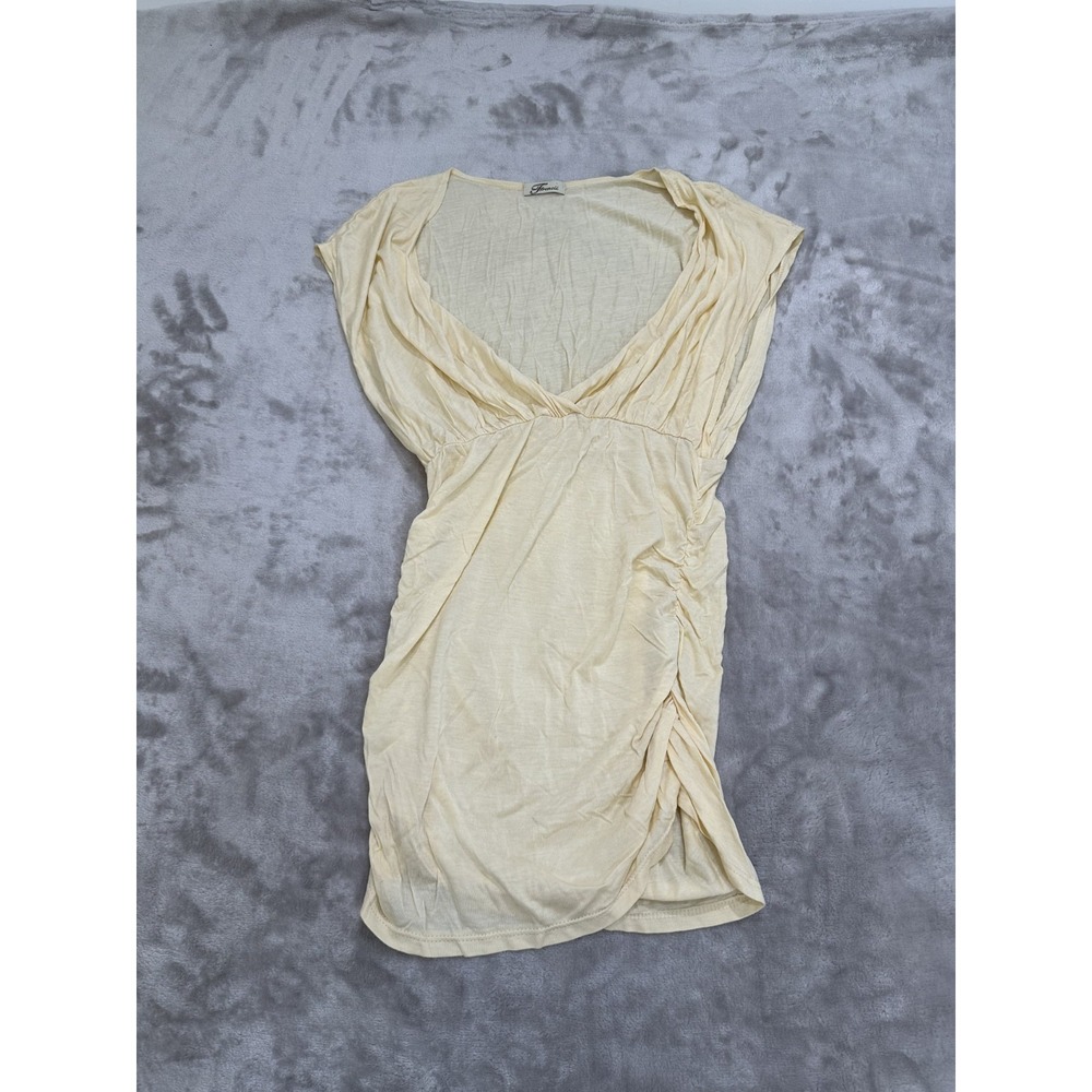 Frenzii Dress Women's Size Small‎ Cream Sleeveless Long Shirt Style